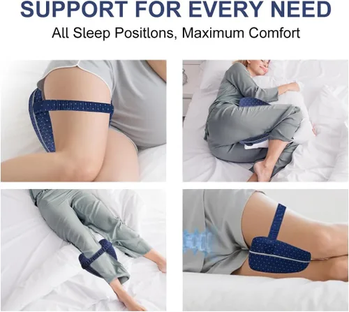 Vista 5 de Almohada de rodilla para dormir de lado, almohada de alineación de cadera, almohadas de espuma viscoelástica para piernas para dormir con correa