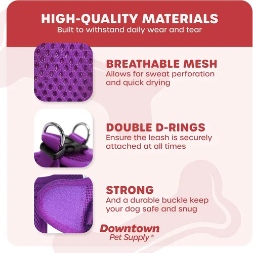 Vista 78 de Downtown Pet Supply Arnés para perro Step-in – Sin tirones, malla acolchada ajustable con ribete reflectante, correa de hebilla segura – Arnés