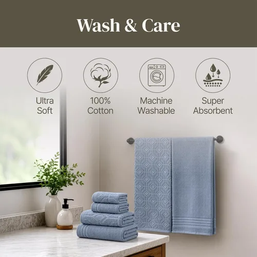Vista 7 de Modern Threads Juego de toallas de baño de algodón de 6 piezas, toallas ultrasuaves de 550 GSM, juego de baño con toallas de mano y paños de baño