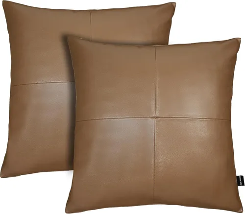 Vista 128 de Funda de almohada de piel de cordero – Funda de cojín decorativa para sofá – Fundas para sala de estar y dormitorio, 22 x 22 pulgadas – Paquete de 2