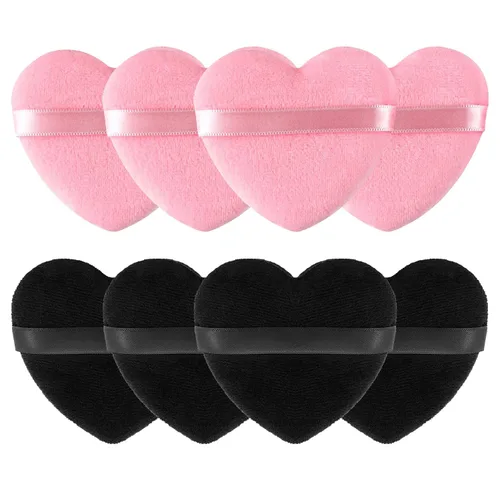 Vista 8 de 12 piezas de polvo en forma de corazón, soplo cosmético para cara, lavable, reutilizable, suave, esponja en polvo, esponja de maquillaje