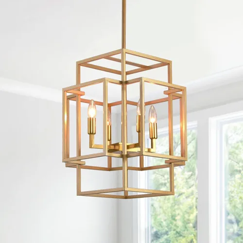 Vista 15 de Lámpara de araña de granja de 16.5 pulgadas, lámpara colgante de techo industrial de 4 luces, accesorios de iluminación modernos para vestíbulo