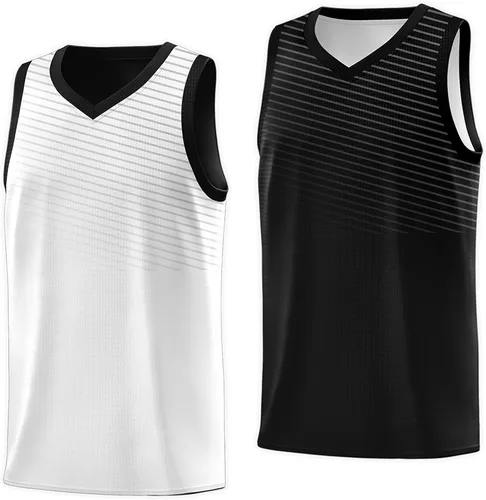 Vista 6 de KXK Camiseta de baloncesto reversible para hombre, sin mangas, uniforme de equipo Verde neón y negro