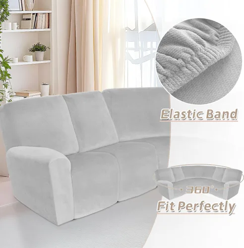 Vista 576 de Arfntevss Fundas de sofá seccional reclinable de terciopelo, Funda de sofá seccional de esquina para sofá reclinable, Funda elástica suave