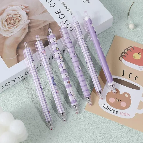 Vista 2 de Lindos bolígrafos kawaii de tinta negra de 0.020 in, bolígrafos de gel retráctiles kawaii, suministros escolares kawaii para diario y toma de notas