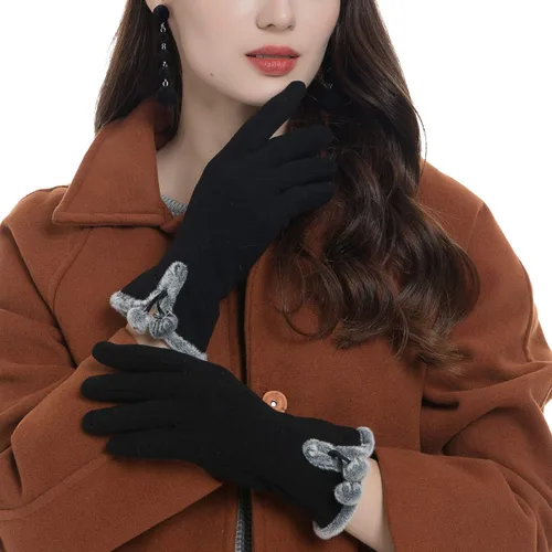 Vista 3 de 3 pares de guantes de invierno para mujeres clima frío niñas con dedos de pantalla táctil cálidos y gruesos mensajes de texto al por mayor