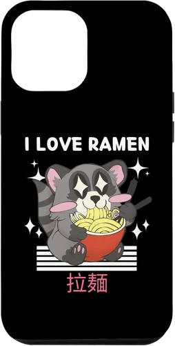 Vista 25 de iPhone 16 I Love Ramen Cute Kawaii Raccoon Eats Ramen Japanese Anime Case