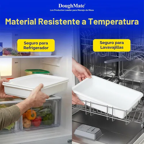 Vista 5 de 1 bandeja a prueba de masa de pizza con 1 tapa, capacidad para 6 bolas de masa, fácil de limpiar, duradera, certificado NSF®, fabricado en Estados