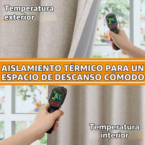 Vista 4 de YoungsTex - Cortinas opacas de lino para dormitorio, oscurecimiento de la habitación, cortinas con textura de lino, paneles con aislamiento térmico