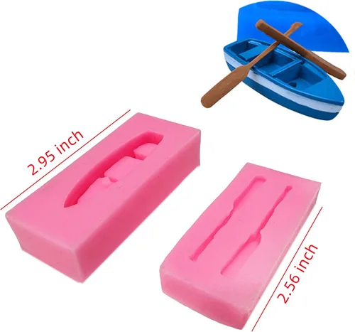 Vista 2 de Moldes de silicona para remos de barcos pequeños, molde de fondant de bote de remos 3D, moldes de caramelo de chocolate, molde de decoración