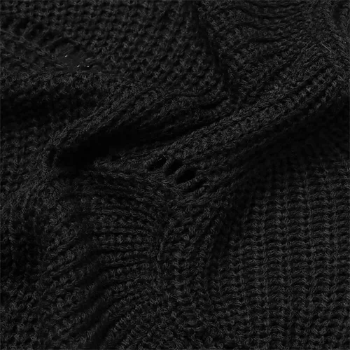 Vista 3 de KDGENG Bat Sleeve Knitting Shawl, Women Winter Knitwear Sweater Irregular Hem Bat Sleeve Knitted Shawl Solid Shawl