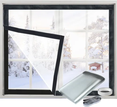 Vista 8 de Kit de aislamiento de ventana para invierno, sellador de cubierta de ventana con aislamiento de plástico ajustable, reutilizable, grueso