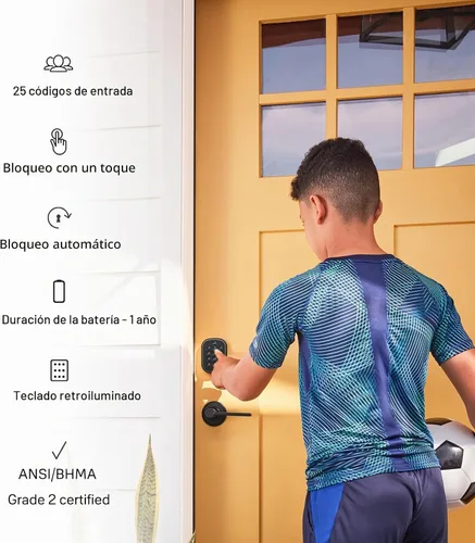 Vista 4 de Yale Security Cerradura de Pestillo con Teclado sin Llave - Desbloquea Usando tu Código de Entrada - Sin aplicación o conectividad - Gamuza Negra
