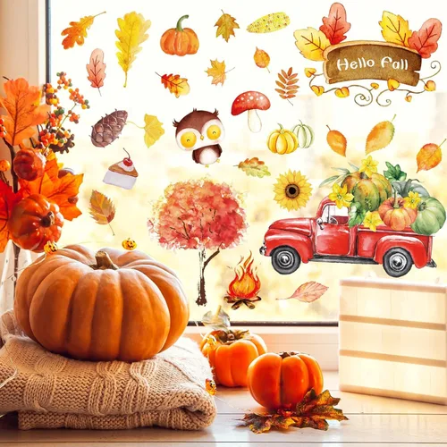 Vista 2 de Decoraciones navideñas para ventanas, calcomanías de ventana de Navidad de doble cara para vidrio
