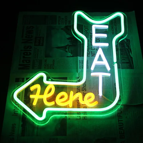 Vista 7 de Letrero de neón con guía de flecha para decoración de bar, restaurante, cocina Dimmable Kitchen Neon Signs for Wall, Diner Neon Light, Acrylic