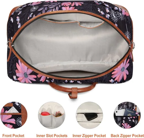 Vista 52 de IBFUN Bolsas de fin de semana para mujer, bolsa grande de lona para viaje, bolsa de viaje con compartimento para zapatos, 21 pulgadas, juego de 3