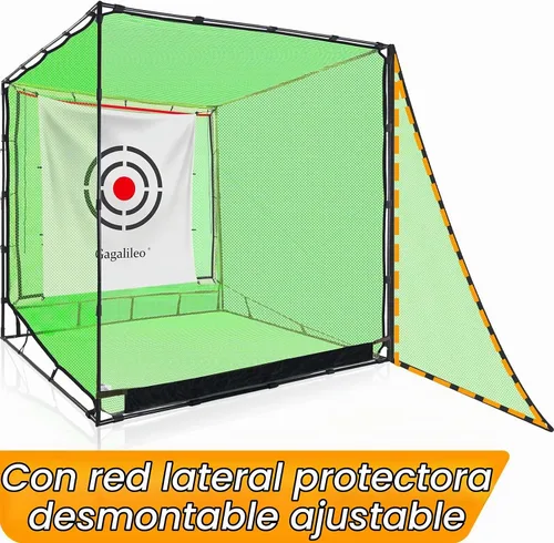 Vista 6 de Gagalileo 7x7x7FT Golf Driving Cage with Steel Frame and Quiet Target