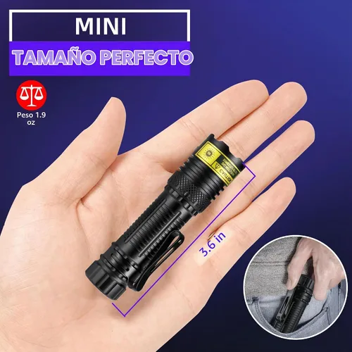 Vista 5 de Linterna UV USB-C recargable 365nm, mini linterna de luz negra UV B72-365 (azulado)
