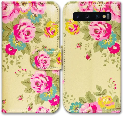 Vista 14 de Bcov Funda para Galaxy S10 Plus, de piel con diseño de mandala de colores brillantes, con ranura para tarjetas, soporte para Samsung Galaxy S10