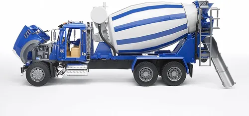Vista 7 de Camión Mack mezclador de cemento y granito marca Bruder Escala 1:16, ventanas delanteras y traseras, fabricadas en Alemania, mayores de 4 años