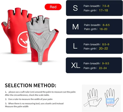 Vista 6 de Guantes de ciclismo transpirables para bicicleta de montaña, guantes acolchados de gel de medio dedo, guantes de ciclismo para hombres y mujeres que