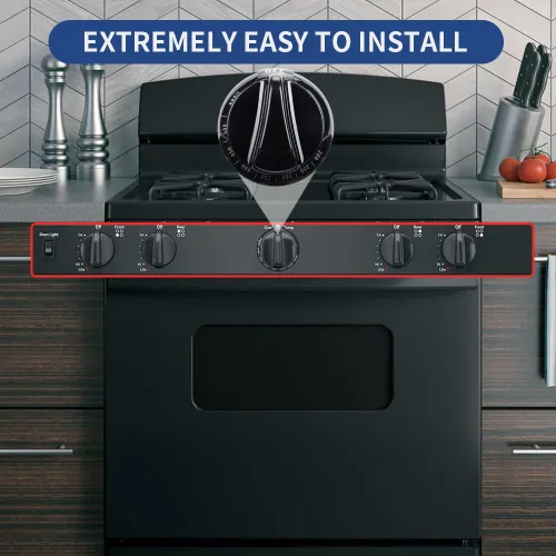 Vista 6 de Pomo de estufa termostato WB03K10037 negro mejorado, pieza de repuesto para horno de gama GE y Hotpoint, reemplaza AP2014849, 242683, AH225986