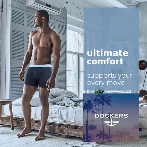 Vista 3 de Dockers Mens Boxer Briefs Microfiber Mens Boxers Underwear for Men Pack of 4
