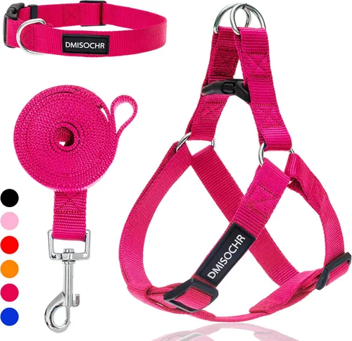 Vista 9 de Arnés para perro sin tirones, arnés ajustable, correa y collar para perros pequeños, medianos y grandes, arnés suave a prueba de escapes