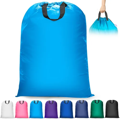 Vista 13 de Isink Bolsa de lavandería extra grande con asas, resistente, bolsa de lavandería de viaje para ropa sucia, 28 x 40 pulgadas (negro)