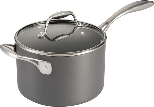 Vista 13 de Tramontina OnyxPro - Juego de 8 utensilios de cocina anodizados duros antiadherentes con tapas de vidrio, ollas y sartenes, apto para horno
