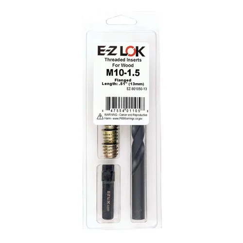 Vista 17 de E-Z LOK Kit de reparación de rosca hexagonal E-Z para insertos roscados con brida para madera blanda 1/4-20 x 13mm, perforador, herramienta