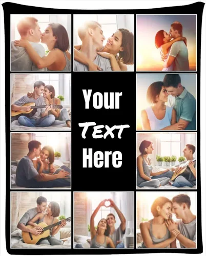 Vista 9 de HooSo Manta Personalizada para Cama con Fotos y Texto, Mantas Personalizadas con Collage de Fotos para Regalo de Cumpleaños Familiar y Boda, Collage