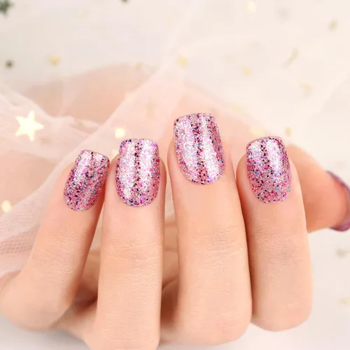 Vista 2 de Esmalte de uñas de gel, 1 unidad de 0.5 onzas líquidas, esmalte de uñas de gel rosa transparente colorido con purpurina, esmalte de uñas en gel que