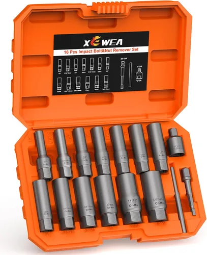 Vista 10 de XEWEA 14PCS 3/8" Drive Screw Extractor Set，Multi-Spline Easy Out