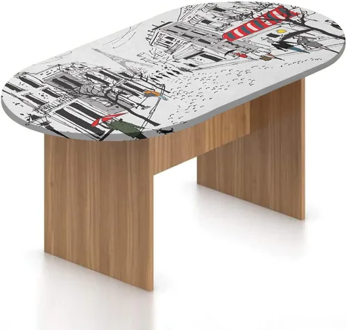 Vista 19 de XISUNYA Mantel ajustable ovalado, decoración de París, funda de poliéster elástico, diseño de horizonte de la ciudad de París con estampado Eiffel