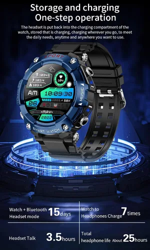 Vista 5 de Reloj inteligente con auriculares, pantalla HD de 1.52 pulgadas, relojes inteligentes 2 en 1 para hombres y mujeres, reloj de seguimiento