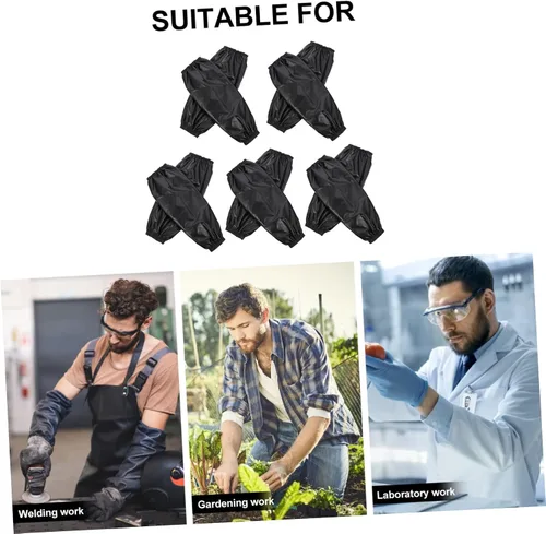 Vista 5 de 5 pares de mangas de soldadura resistentes al calor para protección de brazos, mangas de trabajo transpirables, bandas elásticas duraderas y cómodas
