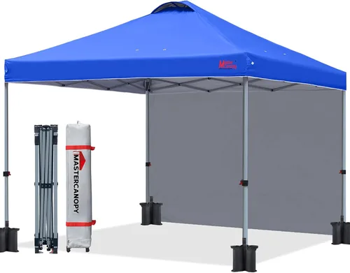 Vista 15 de MASTERCANOPY - Toldo desplegable duradero con 1 pared lateral (6.6 x 6.6 pies, caqui)