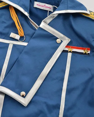 Vista 6 de miccostumes Disfraz de uniforme y abrigo azul para hombre