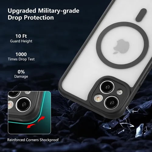 Vista 30 de RALEAVO Funda mate compatible con iPhone 12, delgada, translúcida, esmerilada, parte trasera de policarbonato, protección militar contra caídas