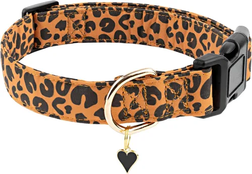 Vista 21 de Faygarsle - Collar de algodón para perros, collar de diseñador para hembras, tamaños pequeños, medianos y grande, diseño de flores con dijes de Beige
