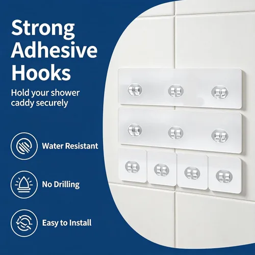 Vista 3 de Shower Caddy Adhesive Replacement 6 Pcs Shower Adhesive