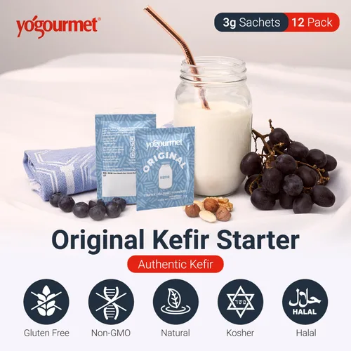 Vista 2 de Yogourmet Kefir Starter (Paquete de 12 unidades versión al por mayor) - Haz Kefir en Casa - Cultura Inicial - Todo Natural, Sin Gluten, Kosher