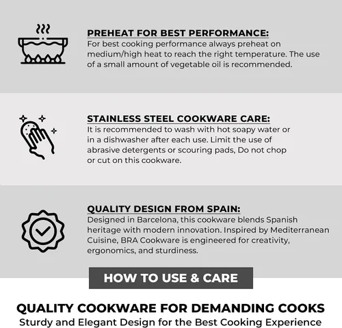 Vista 7 de BRA COOKWARE Signature Olla de acero inoxidable con tapa de vidrio Cacerola profesional de 1.2 cuartos de galón de 6.3 pulgadas Olla