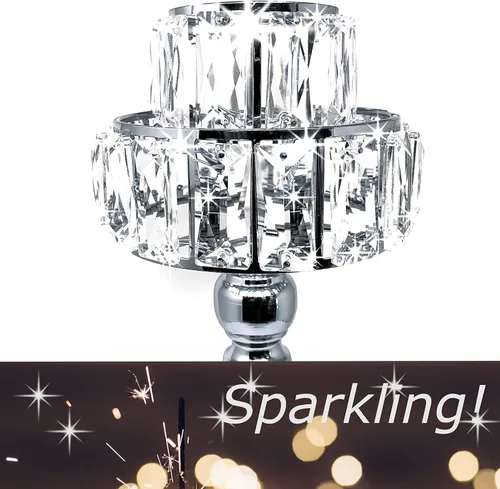 Vista 3 de allgala 19 "Lámpara estilo STealight Candelabro con bloques de cristal-Plata Cromo-HD89012