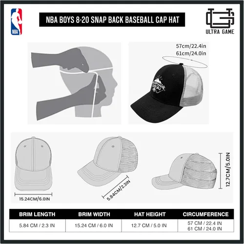 Vista 5 de Ultra Game Youth NBA Official Adjustable Hat Cap One Size Fits All