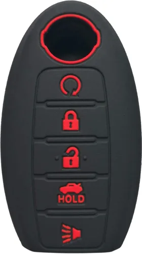 Vista 4 de 2 piezas de goma 5 botones Smart Key Fob Cover Case Skin Glove para Nissan Armada Rogue Maxima Altima Sedan Pathfinder 2018 2019 2020 2021