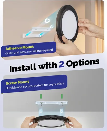 Vista 6 de Luz de techo recargable de 10,000mAh con control remoto, luces de ducha inalámbricas impermeables 3000K/4000K/6000K, luz alimentada por batería