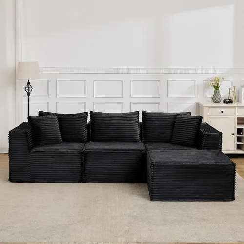 Vista 8 de Sofá modular modular de 107 pulgadas, moderno sofá seccional Cloud con asiento profundo, sofá deshuesado en forma de L con diván para sala de estar