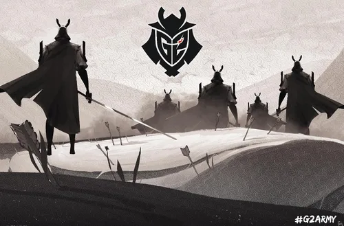 Vista 9 de Trends International G2 Esports - Póster de pared Samurai, 22.4 pulgadas de largo x 14.7 W, versión enmarcada en madera de granero Versión enmarcada